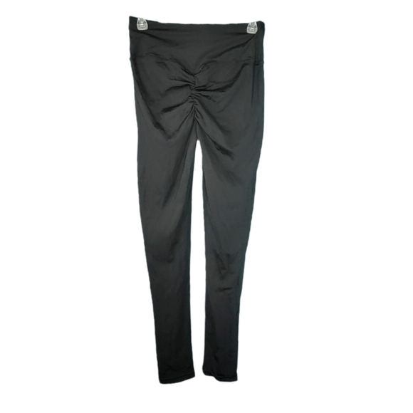 Black Scrunch Butt Full-length Leggings Mid-rise Women's Size Medium - Picture 2 of 9